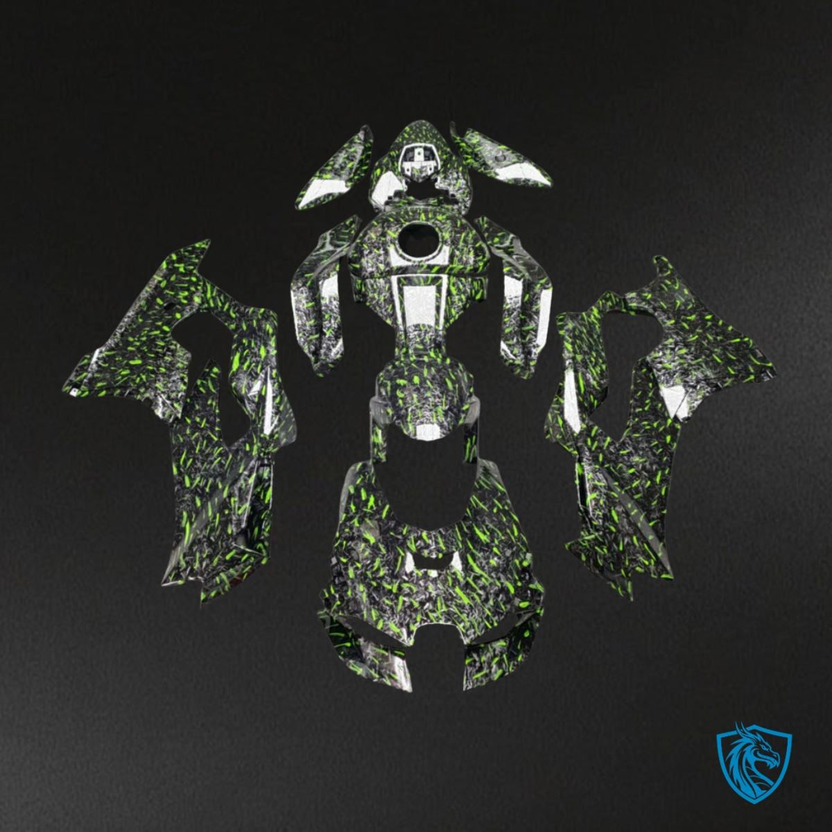 Kawasaki ZX-10R (2021-2025) Forged Carbon Fiber Green & Black - MERGEment Fairings Kit