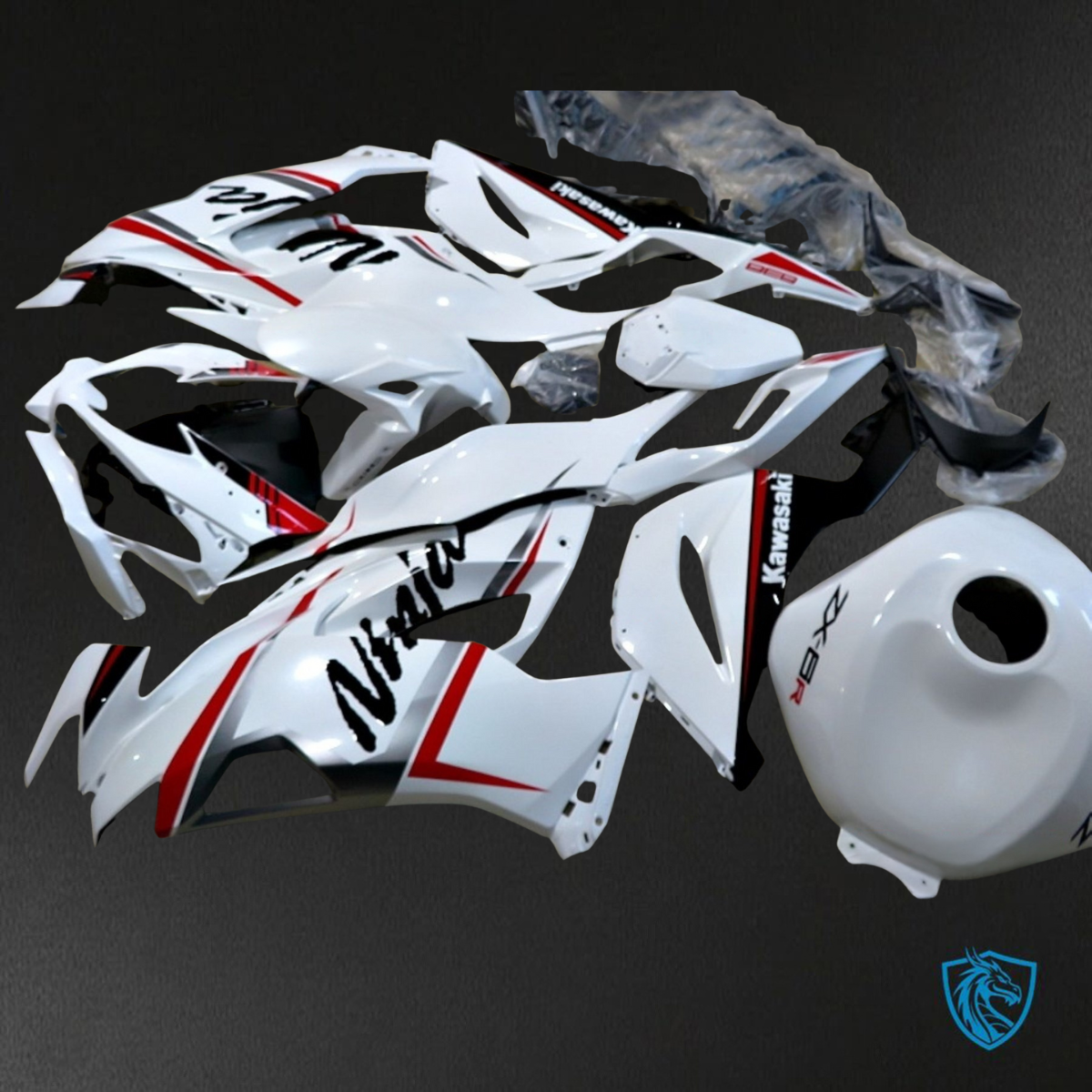Kawasaki ZX-6R ZX636 (2019-2020) White Stripes - Replacement Motorcycle Fairings Kit