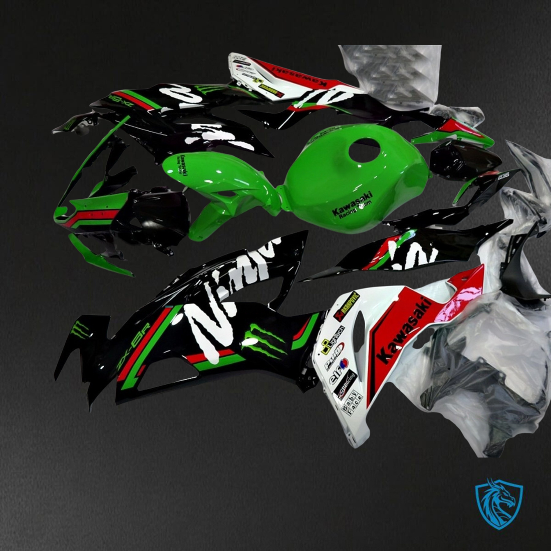 Kawasaki ZX-6R ZX636 (2019-2020) Green & Black Fairings Kit - Aftermarket ABS Bodywork
