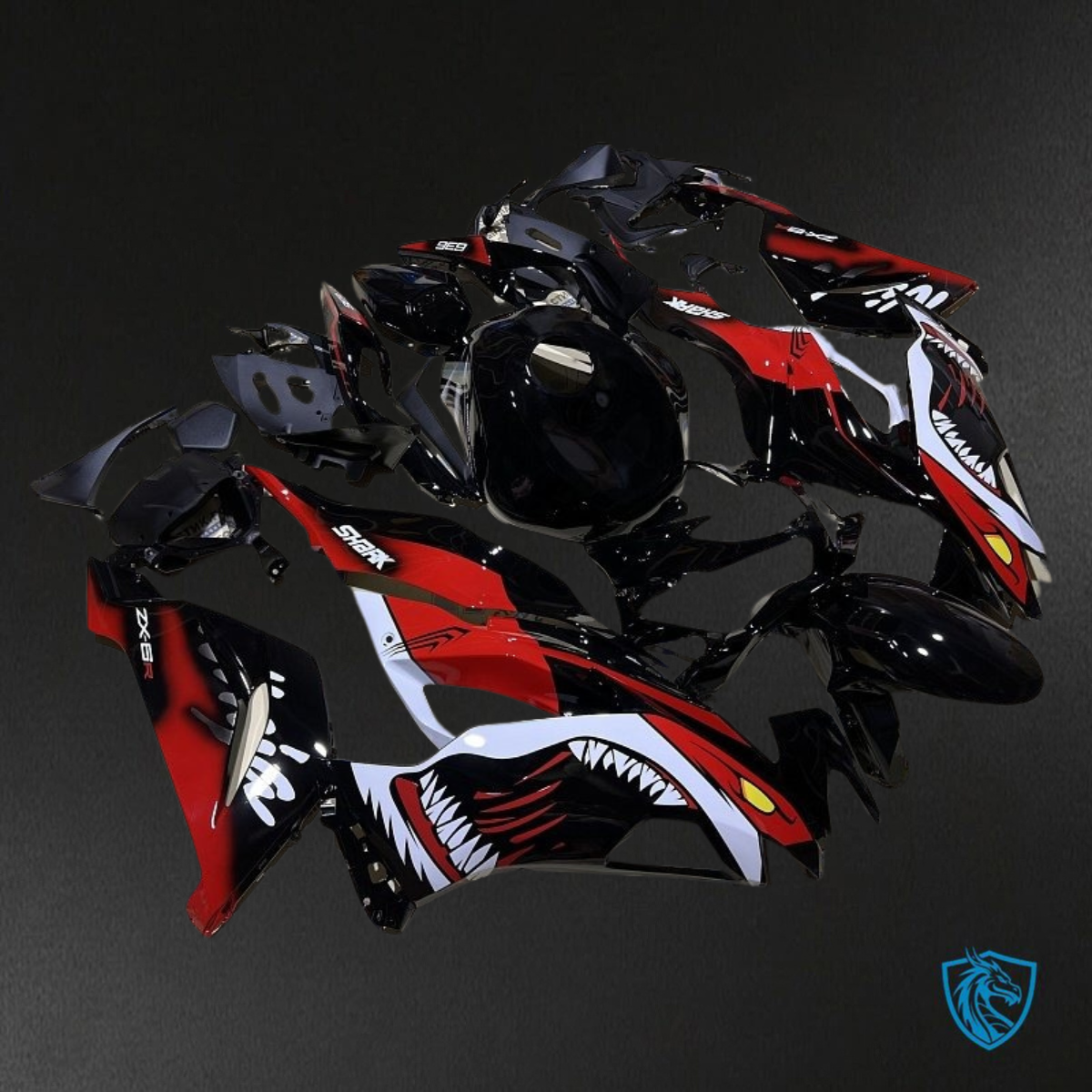 Kawasaki ZX-6R ZX636 (2019–2020) Glossy Black, Red & White - Replacement Motorcycle Fairings Kit