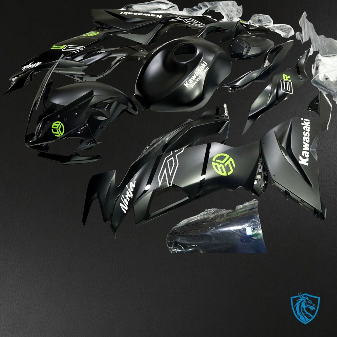 Kawasaki ZX-6R ZX636 (2019-2020) Matte Black Fairings Kit - Aftermarket ABS Bodywork