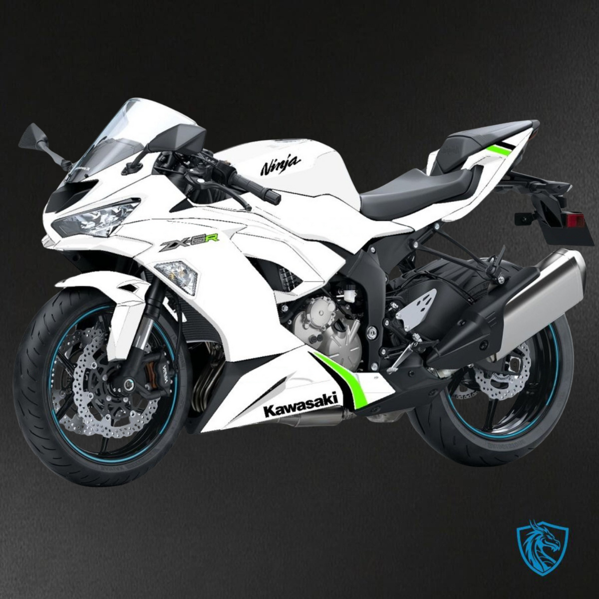 Kawasaki ZX-6R ZX636 (2019-2020) Green & White - Replacement Motorcycle Fairings Kit