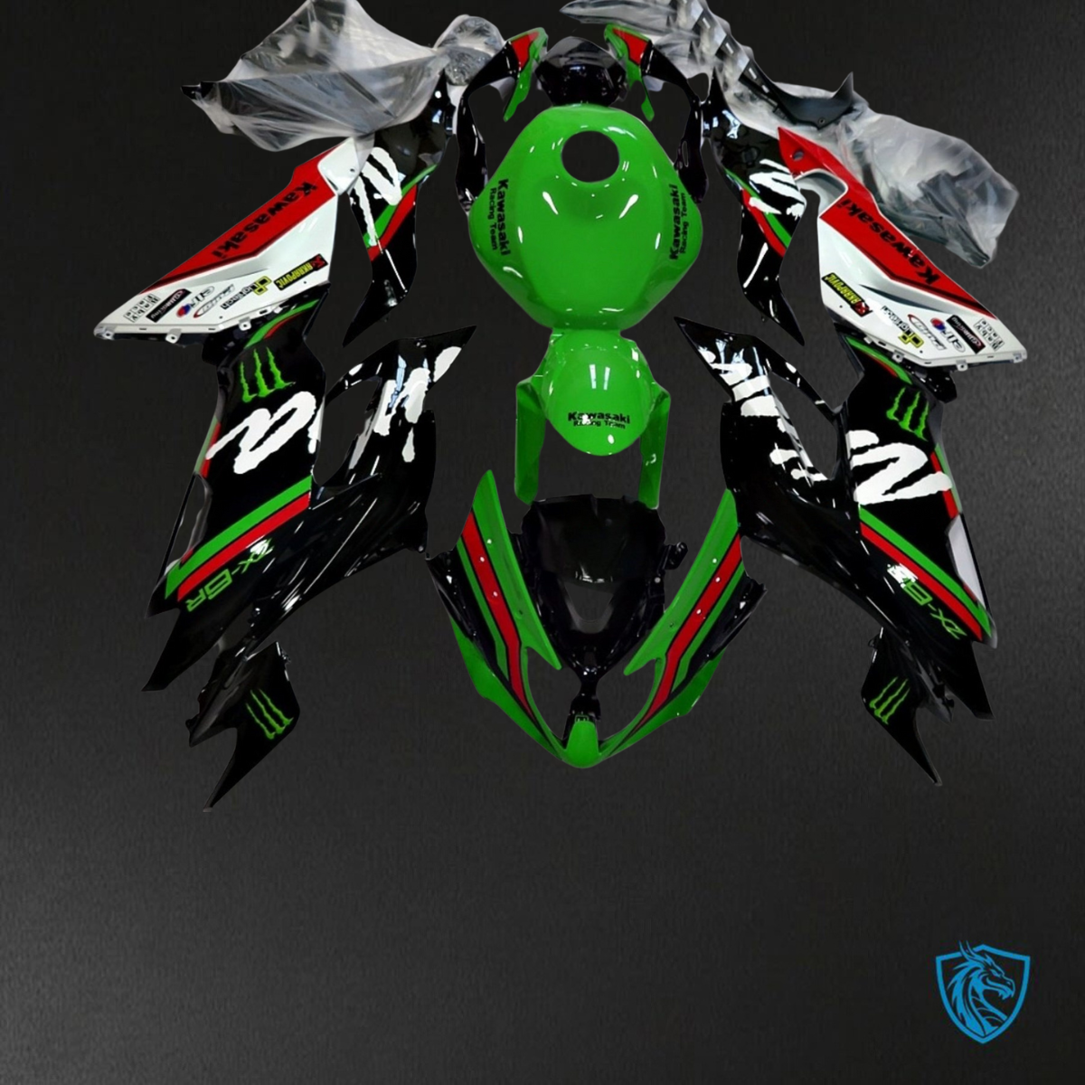 Kawasaki ZX-6R ZX636 (2019-2020) Green & Black Fairings Kit - Aftermarket ABS Bodywork