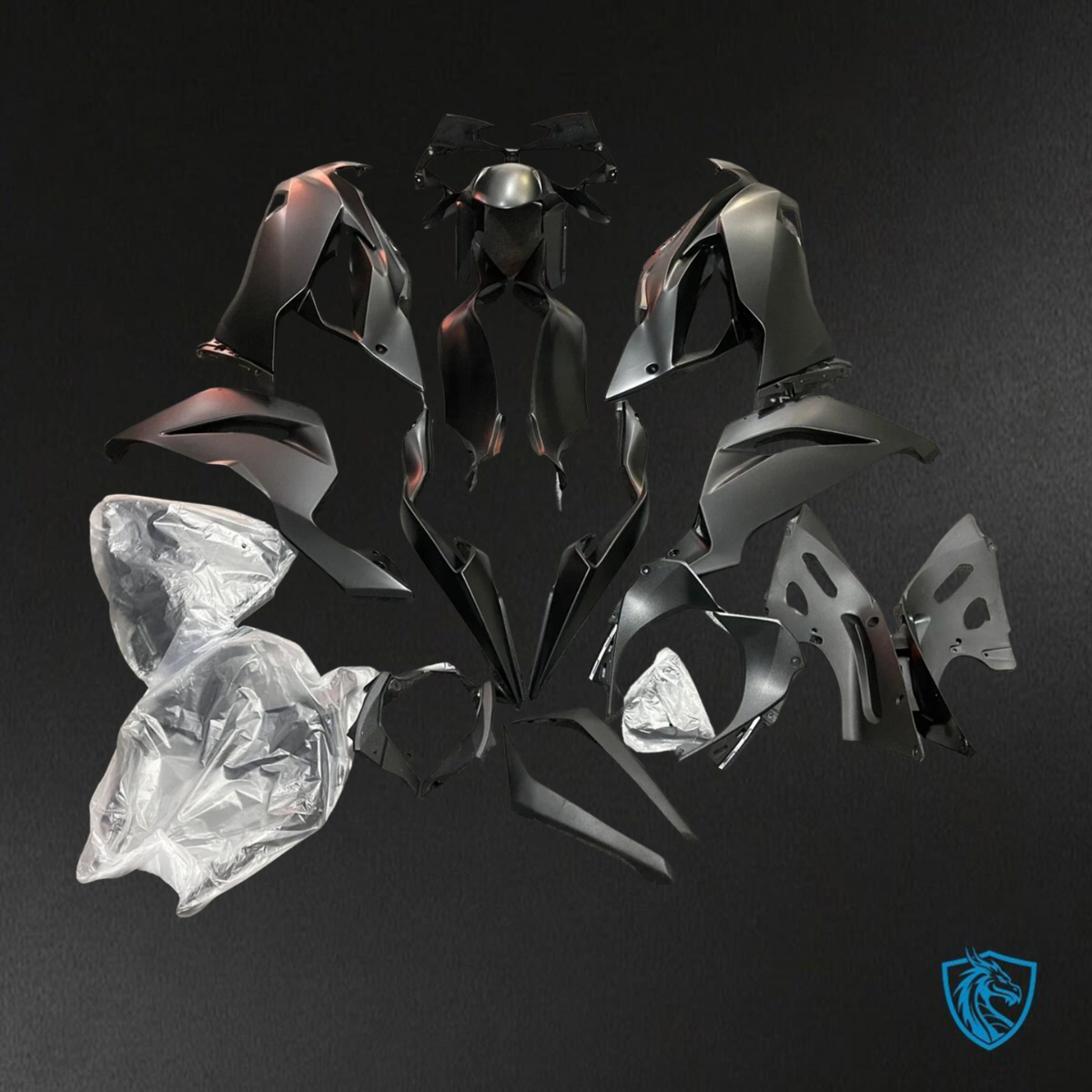 Kawasaki ZX-6R ZX636 (2019–2020) Black Without logos ABS Bodywork - Fairings Kit