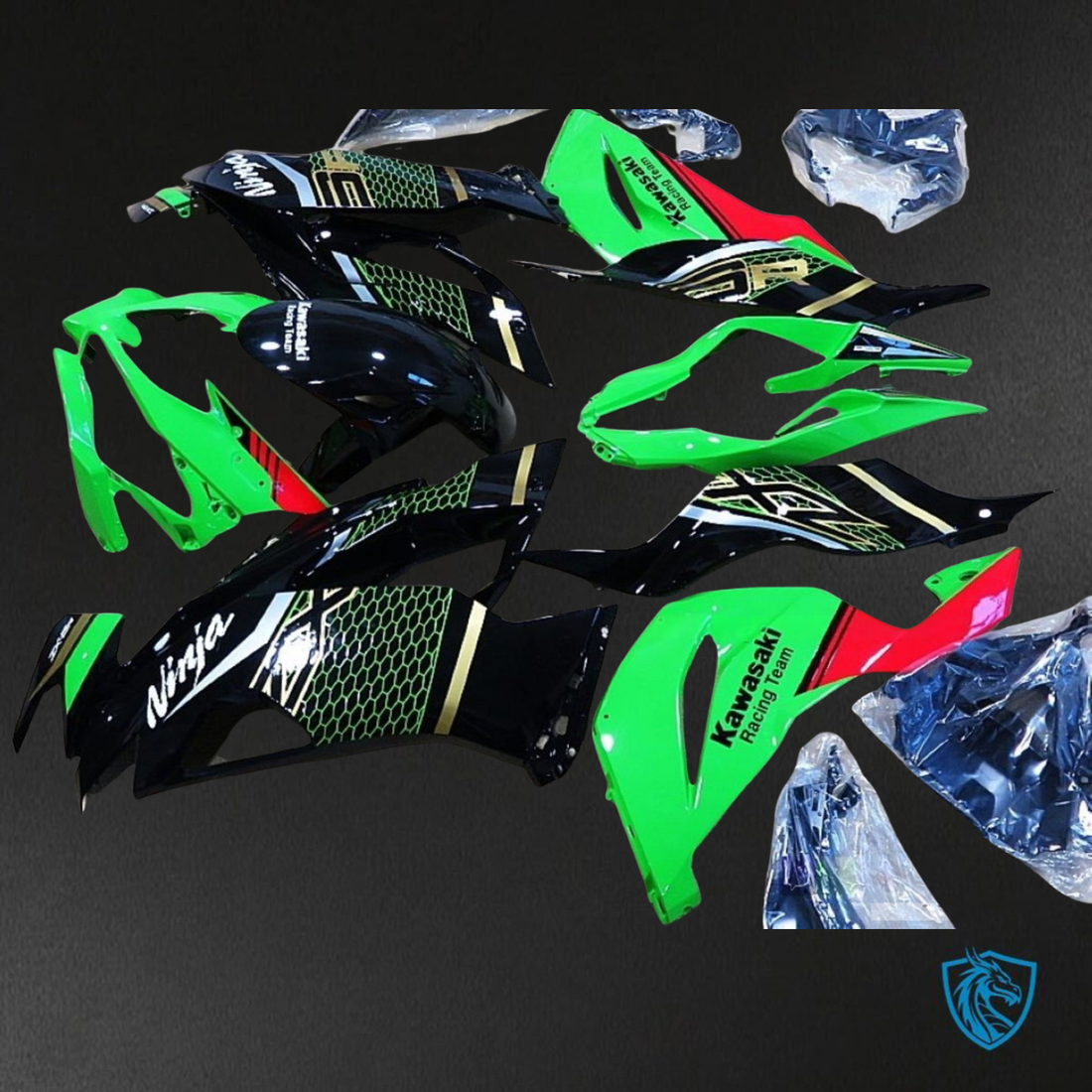 Kawasaki ZX-6R ZX636 (2019-2020) Black & Green Stripe ABS Bodywork - Fairings Kit
