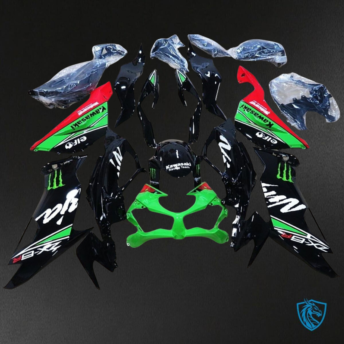 Kawasaki ZX-6R ZX636 (2019-2020) Black & Green Stripe ABS Bodywork - Fairings Kit