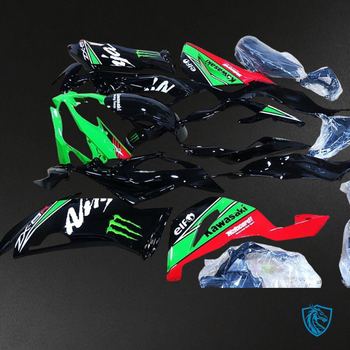 Kawasaki ZX-6R ZX636 (2019-2020) Black & Green Stripe ABS Bodywork - Fairings Kit