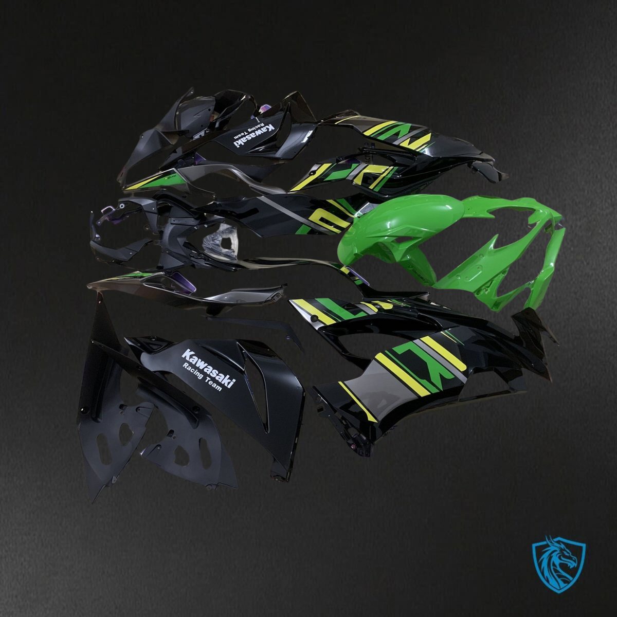 Kawasaki ZX-6R ZX636 (2019-2020) Black & Green - Replacement Motorcycle Fairings Kit