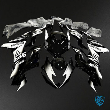 Kawasaki ZX-6R ZX636 (2019–2020) Glossy Black & White Fairings Kit - Aftermarket ABS Bodywork
