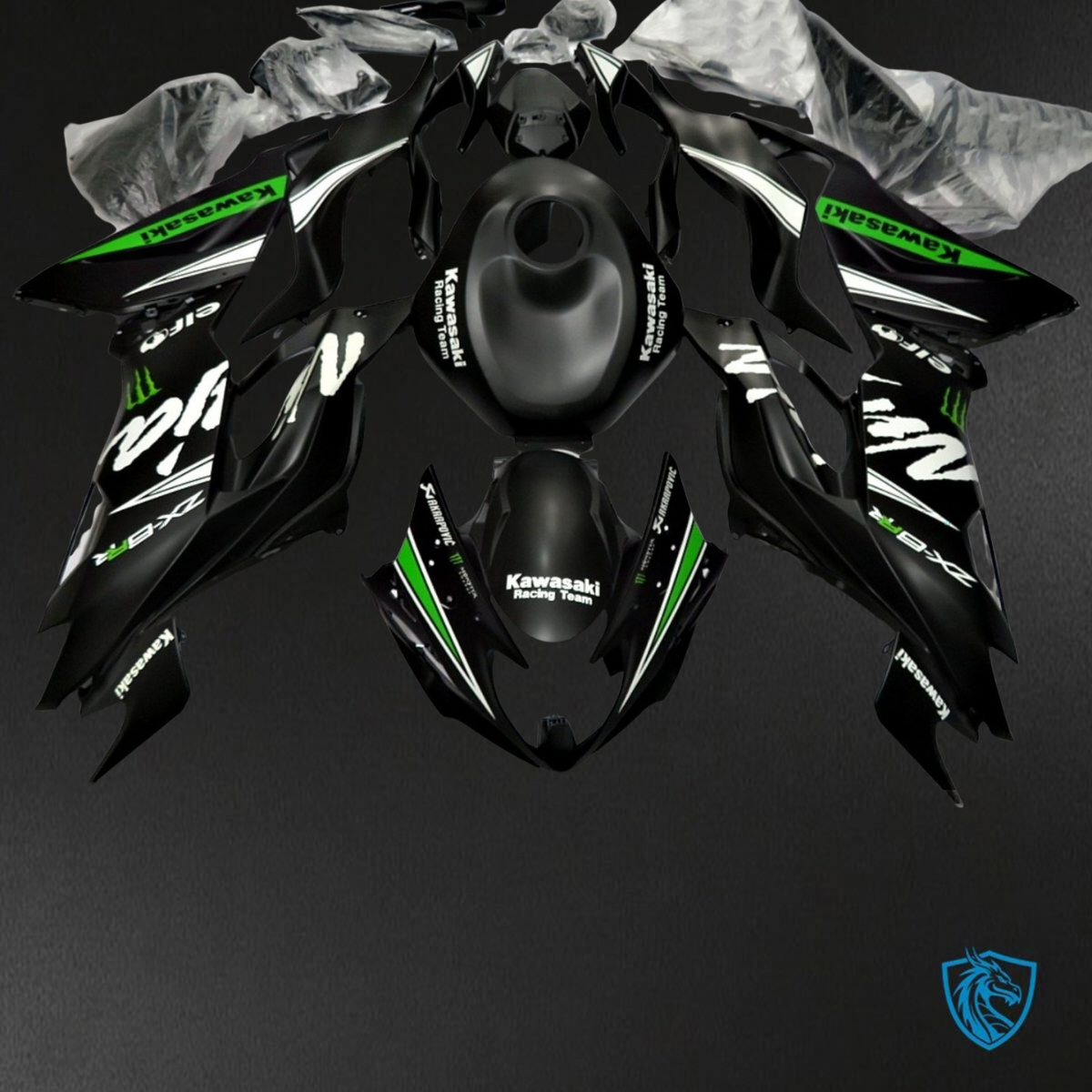 Kawasaki ZX-6R ZX636 (2019-2020) Black & White Fairings Kit - Aftermarket ABS Bodywork