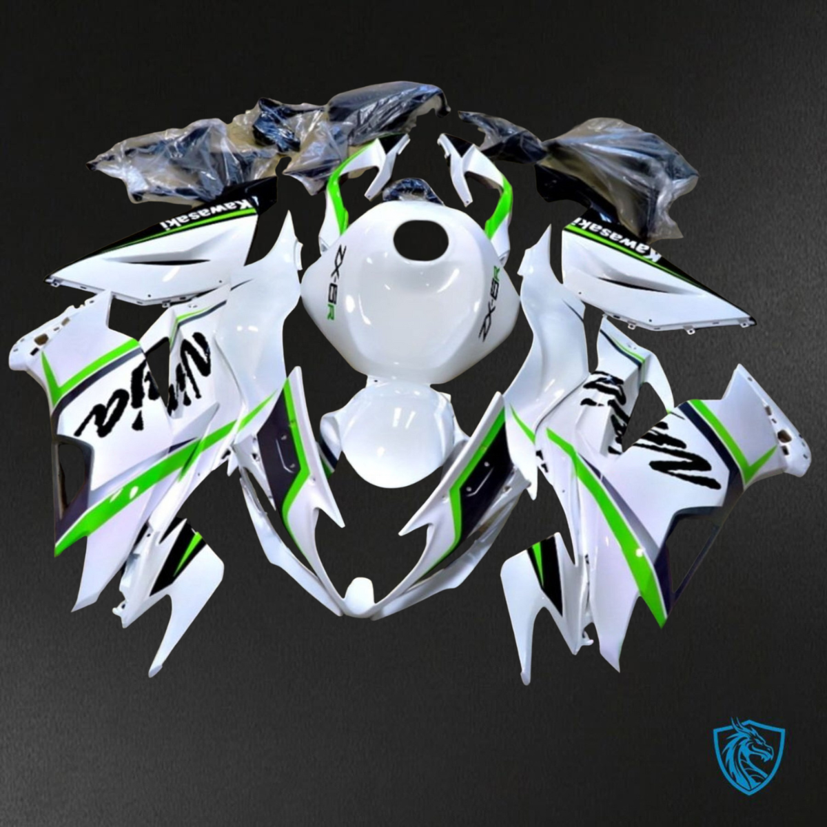Kawasaki ZX-6R ZX636 (2019-2020) White & Green ABS Bodywork - Fairings Kit