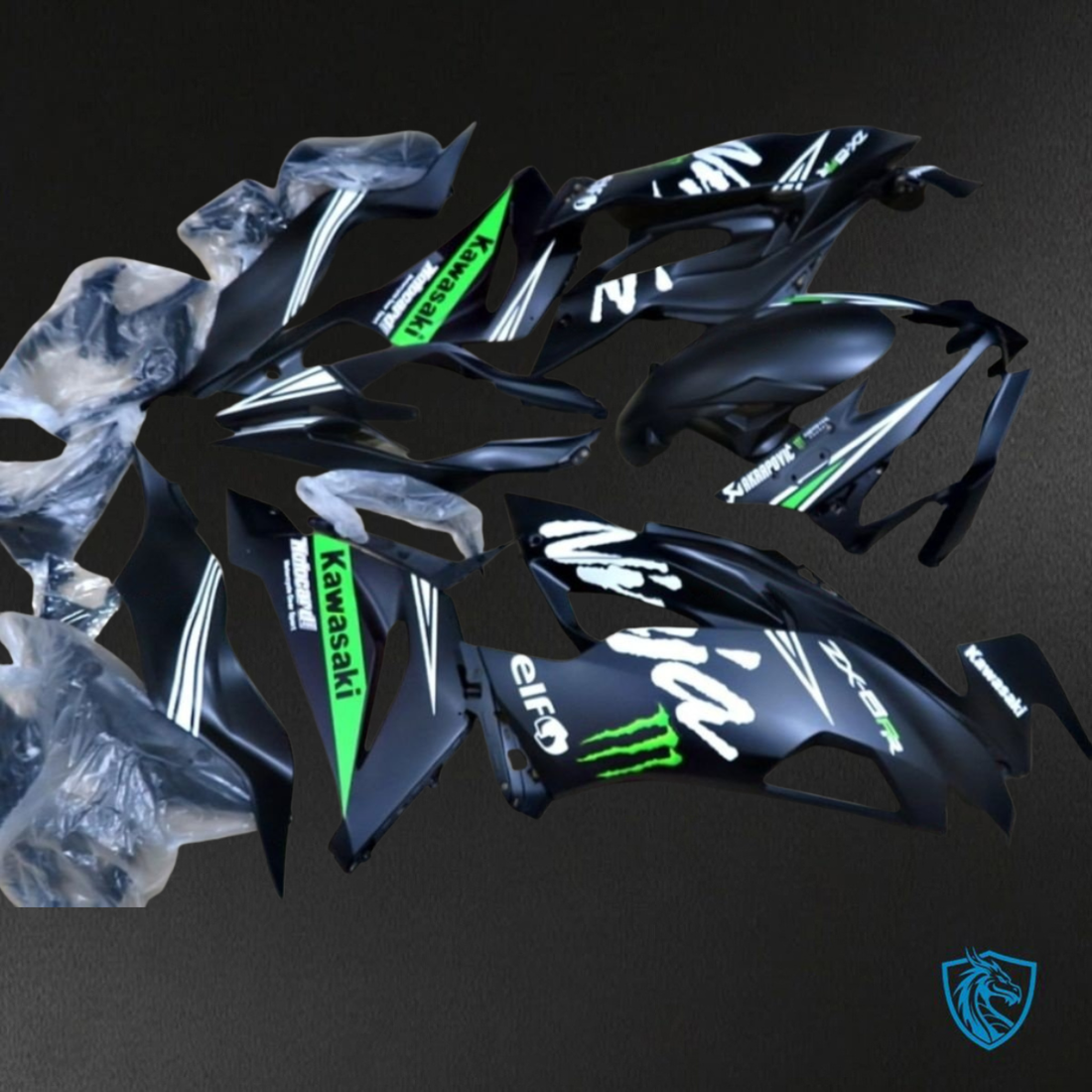 Kawasaki ZX-6R ZX636 (2019-2020) Black & White Fairings Kit - Aftermarket ABS Bodywork