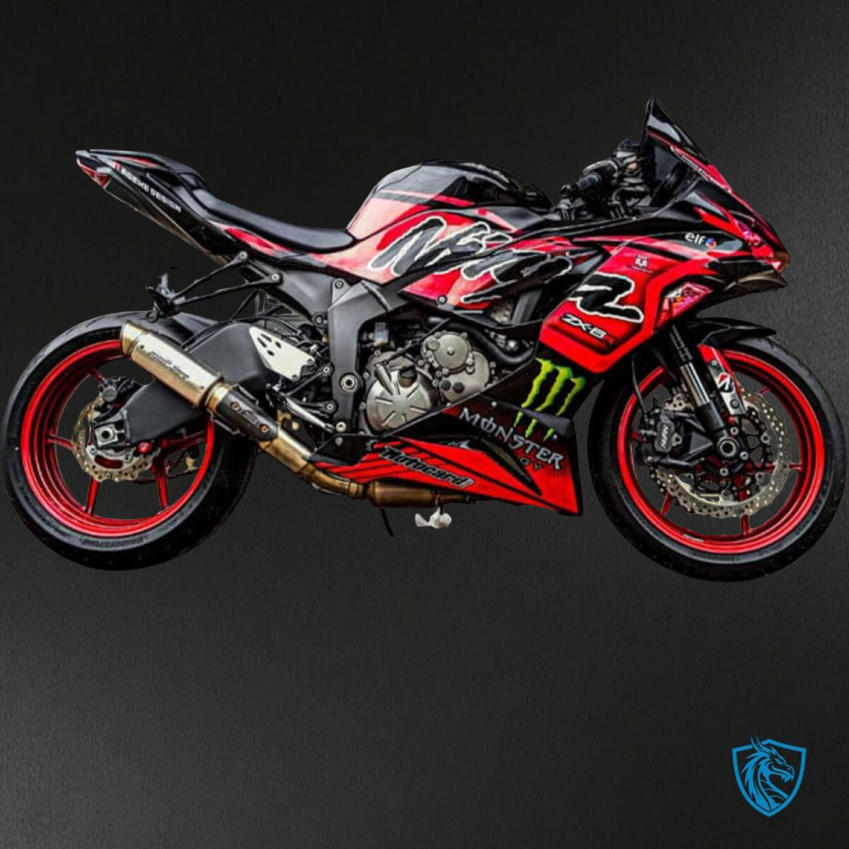 Kawasaki ZX-6R ZX636 (2019-2020) Black & Red Monster Fairings Kit - Aftermarket ABS Bodywork