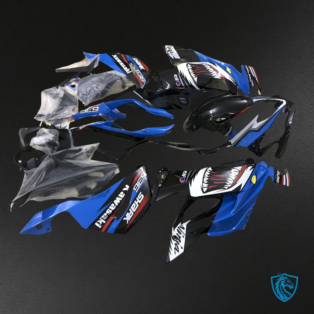 Kawasaki ZX-6R ZX636 (2019-2020) Black & Blue Monster - Custom ABS Fairing Kit