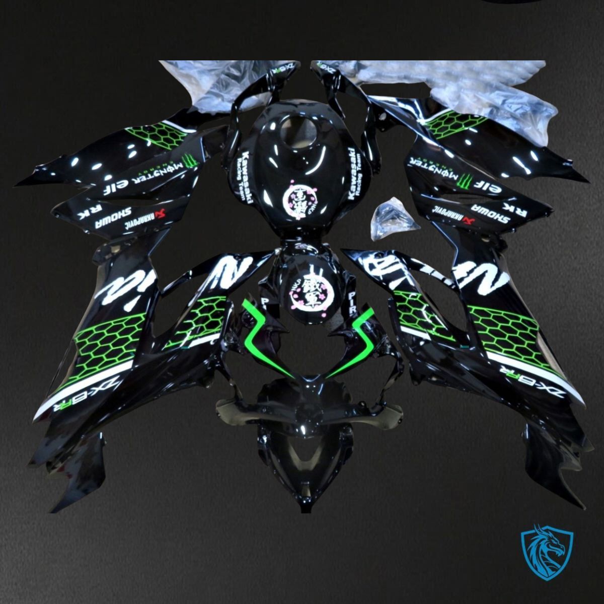Kawasaki ZX-6R ZX636 (2019-2020) Black & Green Monster - Replacement Motorcycle Fairings Kit
