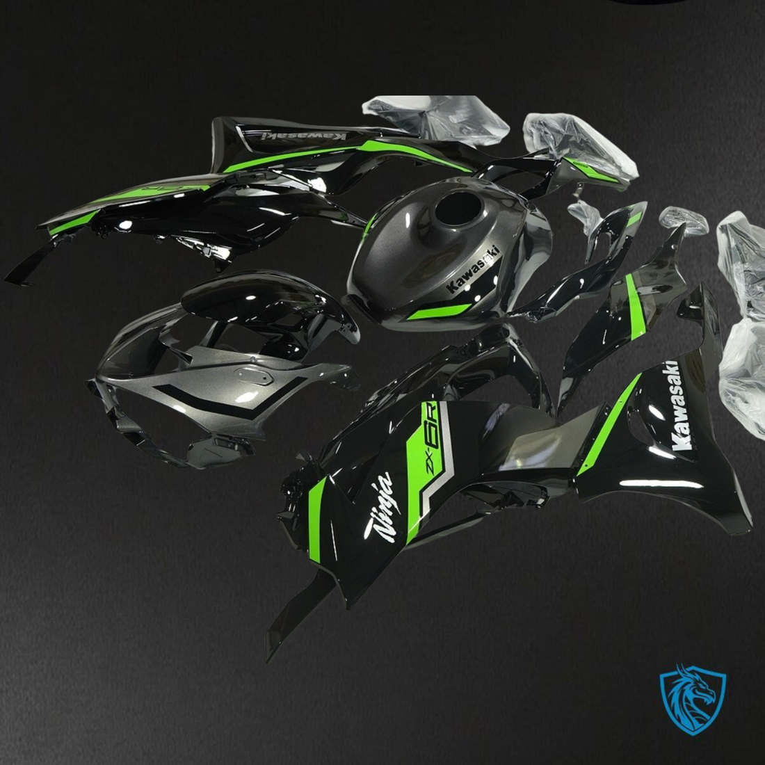 Kawasaki ZX-6R ZX636 (2023–2024) Glossy Black & Green - Replacement Motorcycle Fairings Kit