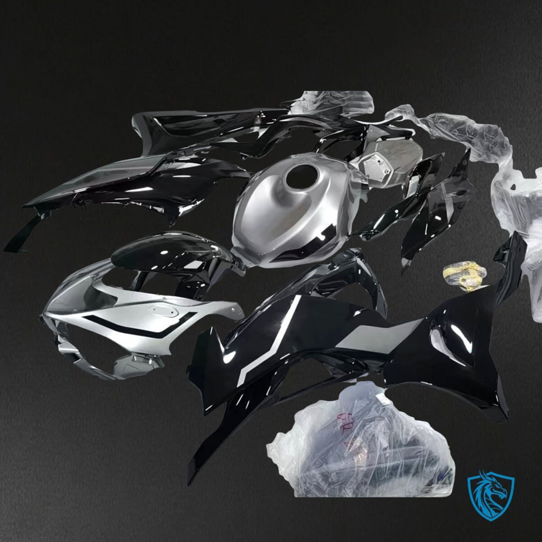 Kawasaki ZX-6R ZX636 (2023–2024) Glossy Gray & Black Fairings Kit - Aftermarket ABS Bodywork
