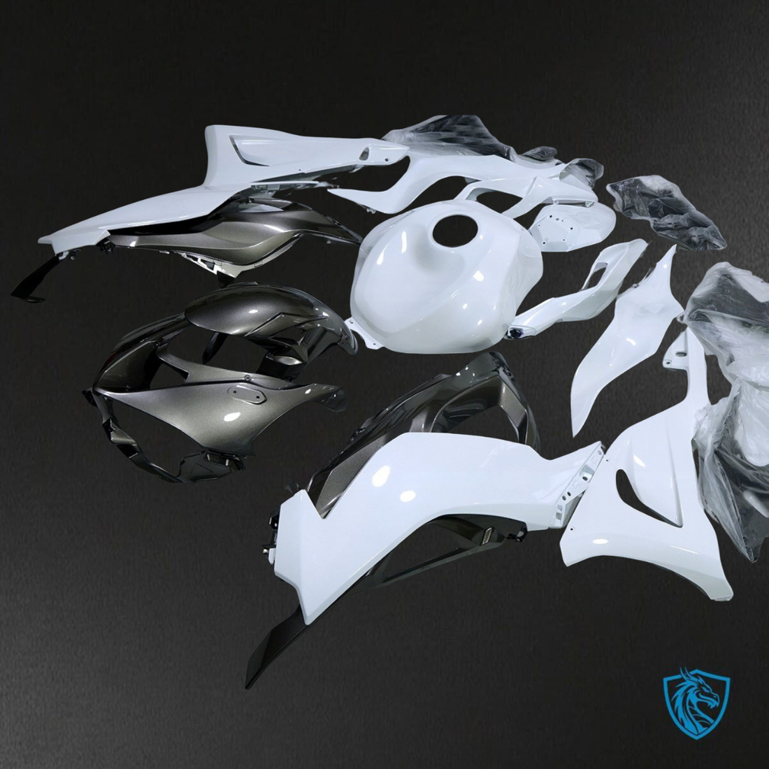 Kawasaki ZX-6R ZX636 (2023–2024) Glossy White & Black ABS Bodywork - Fairings Kit