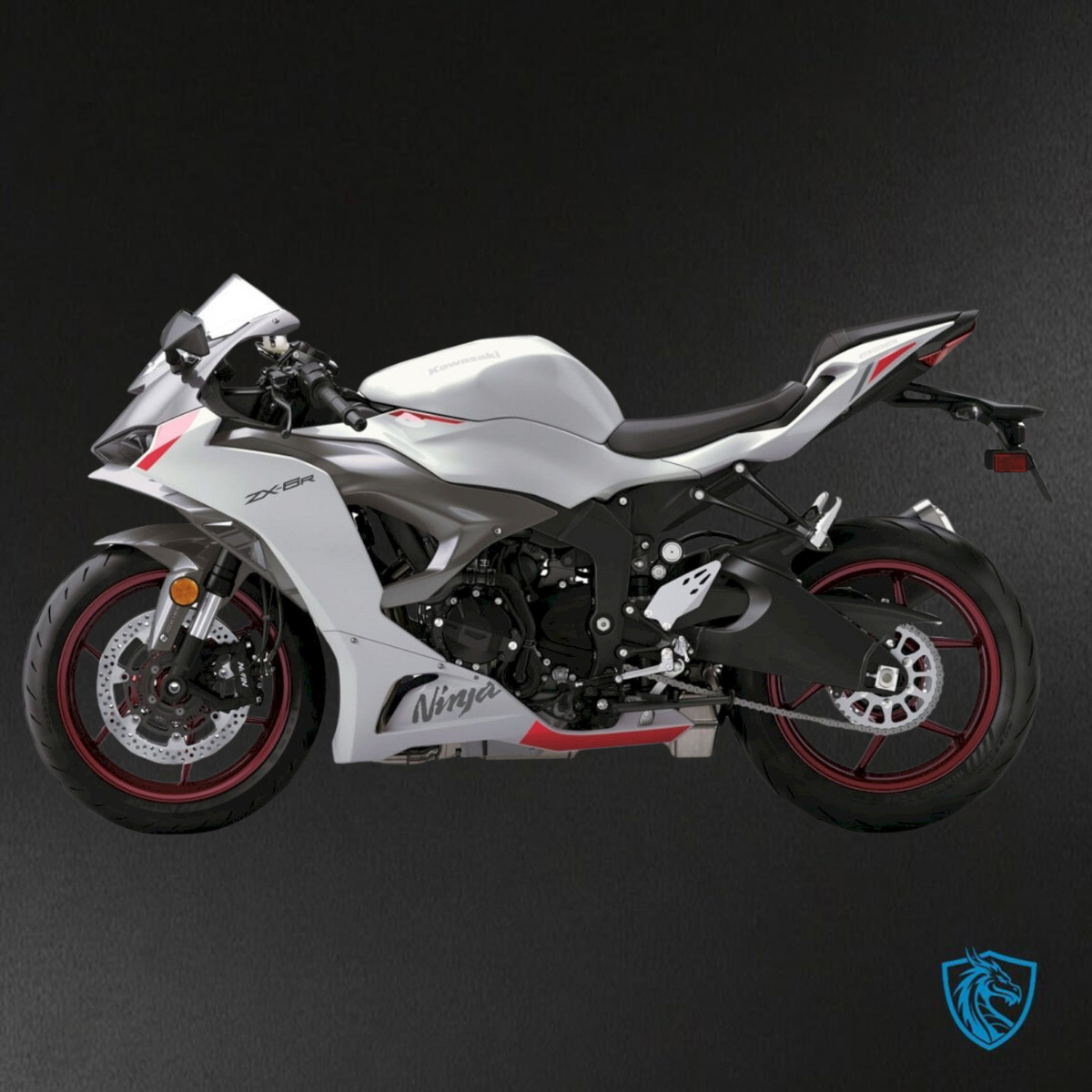 Kawasaki ZX-6R ZX636 (2023–2024) White & Gray Logo - Replacement Motorcycle Fairings Kit