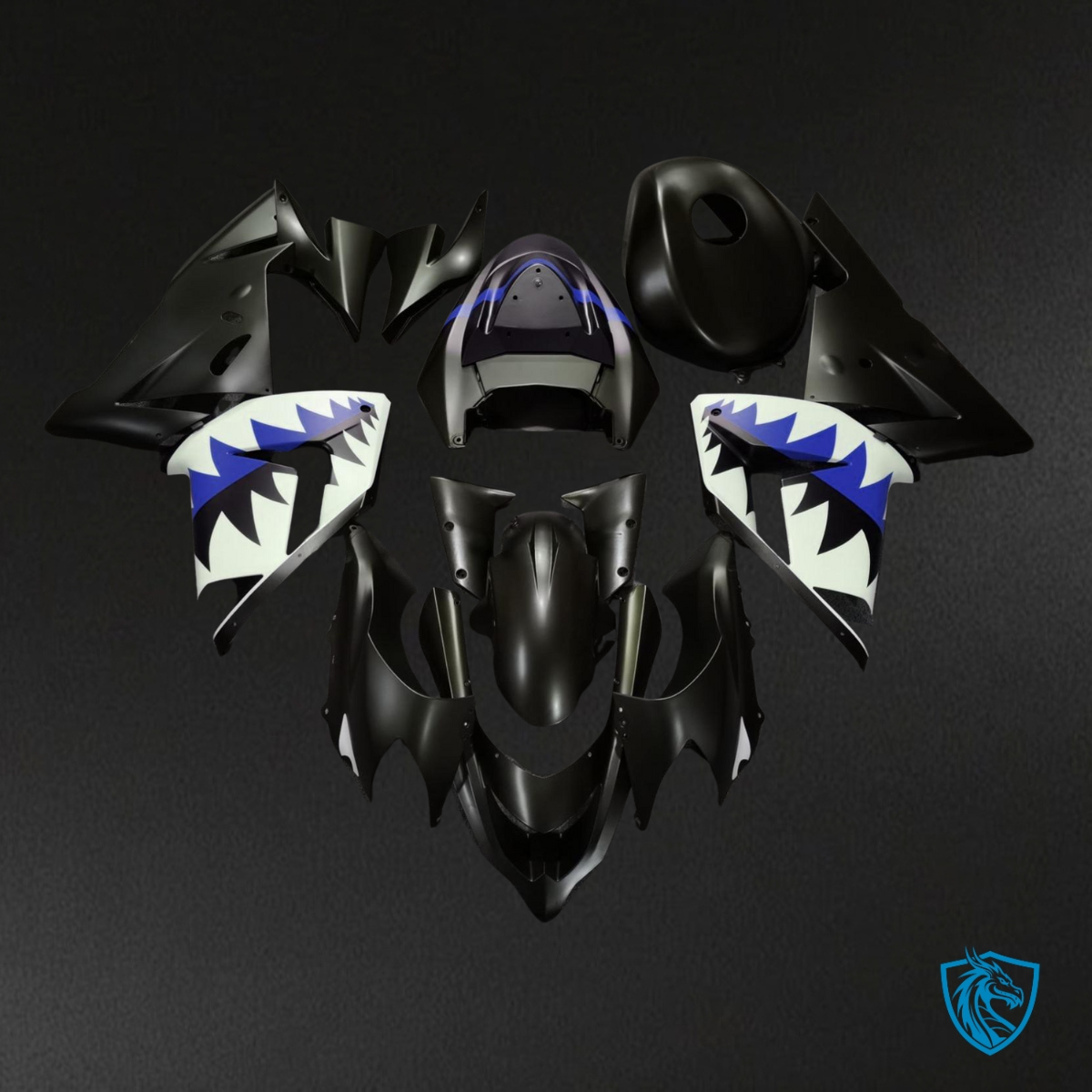 Kawasaki ZX10R (2004-2005) Black & Dark Blue Shark ABS Fairings Kit