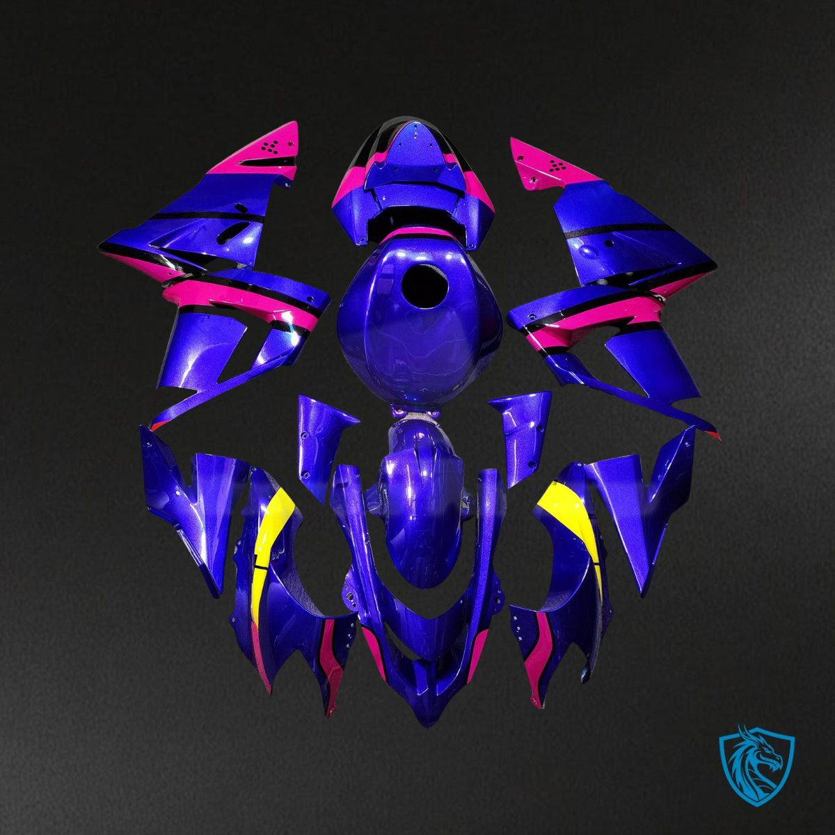 Kawasaki ZX10R (2004-2005) Gloss Blue & Pink Yellow Fairing Kit | ABS Bodywork