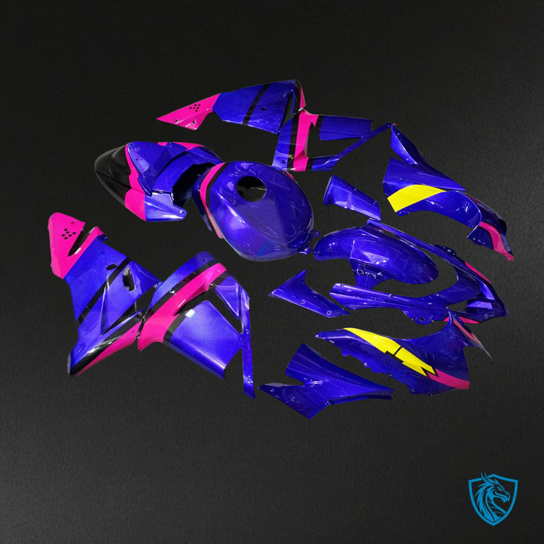 Kawasaki ZX10R (2004-2005) Gloss Blue & Pink Yellow Fairing Kit | ABS Bodywork