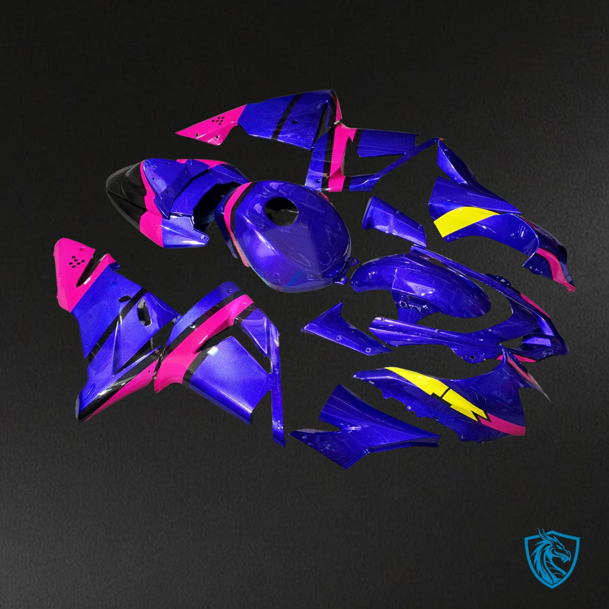 Kawasaki ZX10R (2004-2005) Gloss Blue & Pink Yellow Fairing Kit | ABS Bodywork