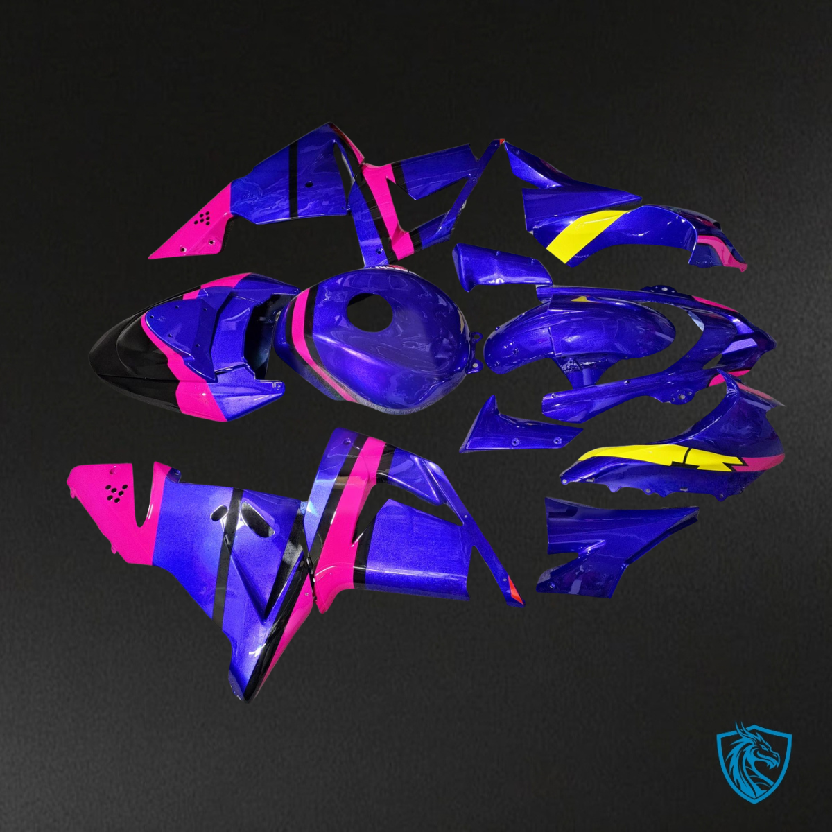 Kawasaki ZX10R (2004-2005) Gloss Blue & Pink Yellow Fairing Kit | ABS Bodywork