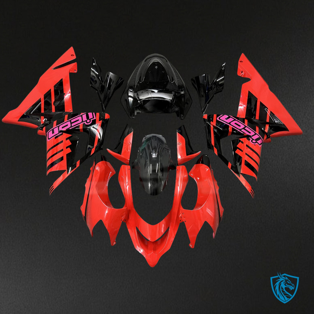 Kawasaki ZX10R (2004-2005) Gloss Red & Black - Custom ABS Fairing Kit