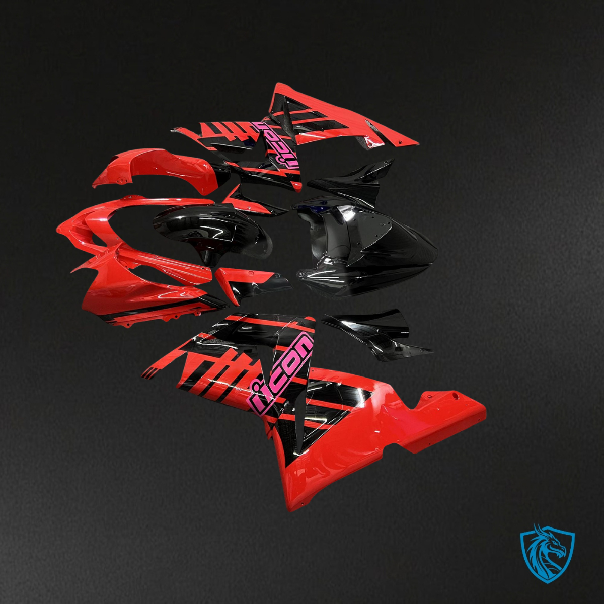 Kawasaki ZX10R (2004-2005) Gloss Red & Black - Custom ABS Fairing Kit