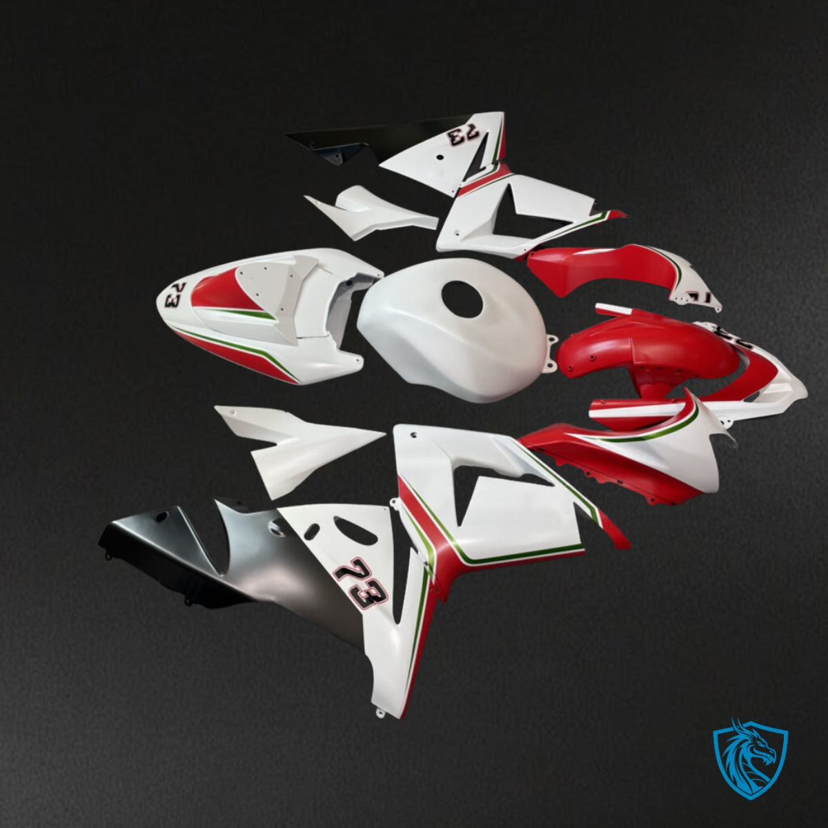 Kawasaki ZX10R (2004-2005) Gloss White & Red - Custom ABS Fairing Kit