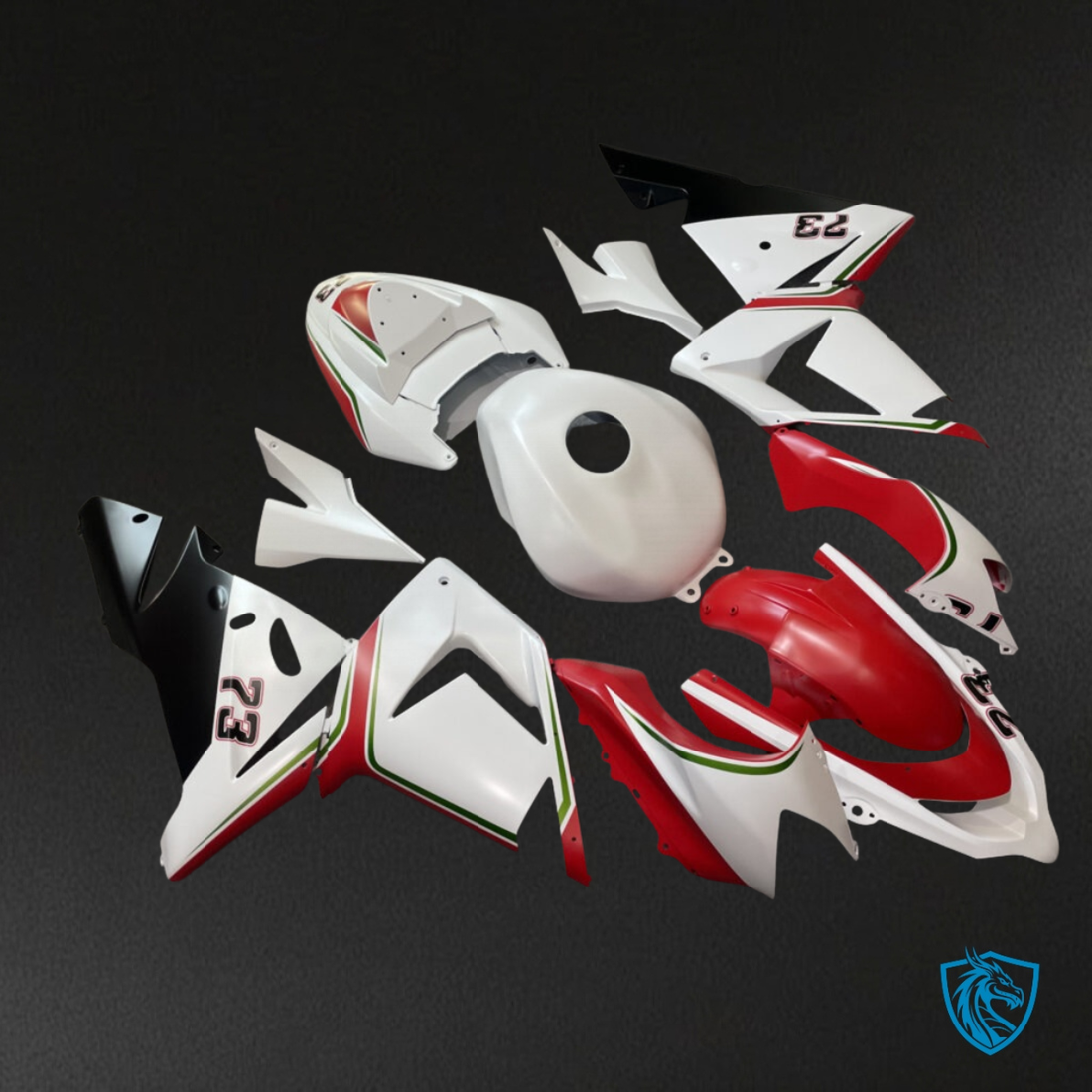 Kawasaki ZX10R (2004-2005) Gloss White & Red - Custom ABS Fairing Kit