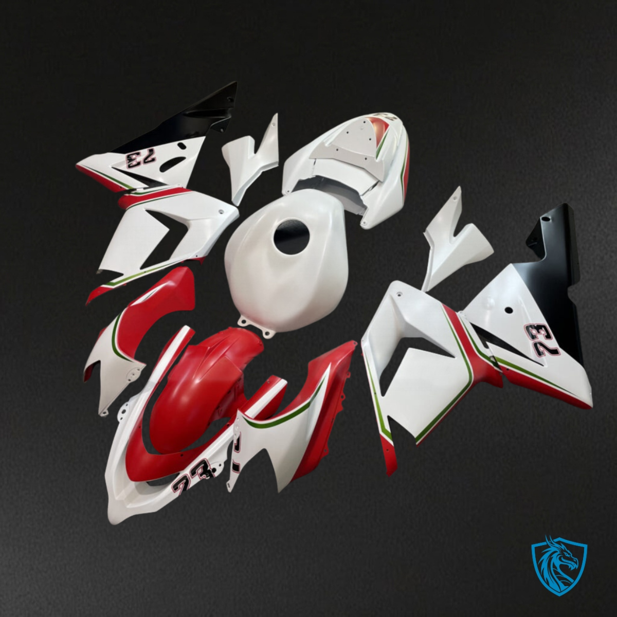 Kawasaki ZX10R (2004-2005) Gloss White & Red - Custom ABS Fairing Kit