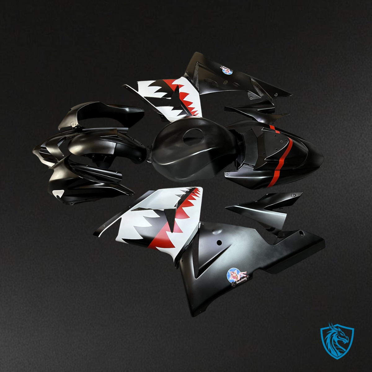 Kawasaki ZX10R (2004-2005) Shark Black, White & Red - MERGEment Motorcycle Fairings Kit