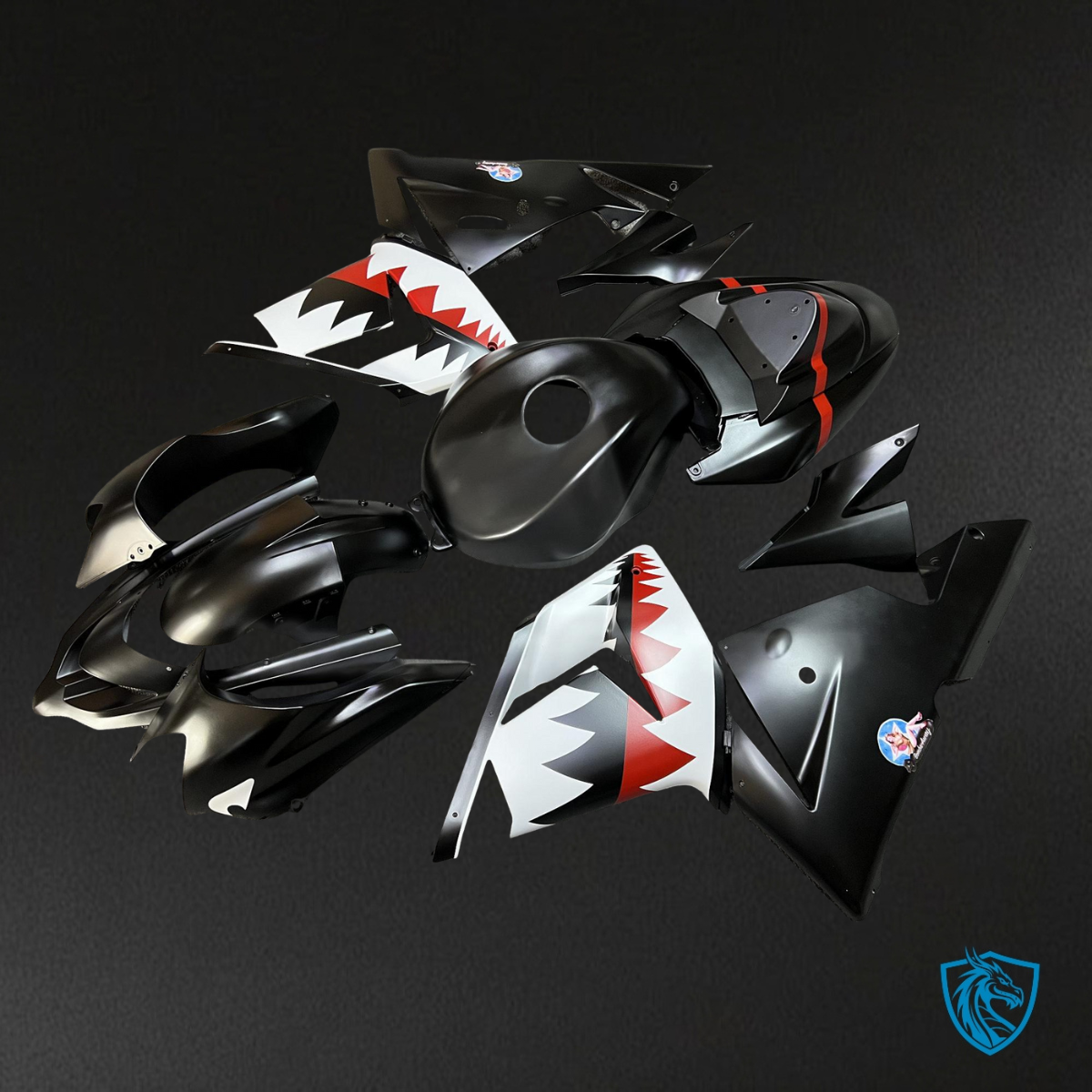 Kawasaki ZX10R (2004-2005) Shark Black, White & Red - MERGEment Motorcycle Fairings Kit