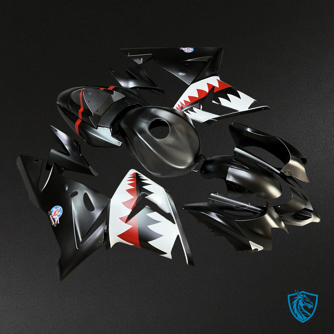 Kawasaki ZX10R (2004-2005) Shark Black, White & Red - MERGEment Motorcycle Fairings Kit