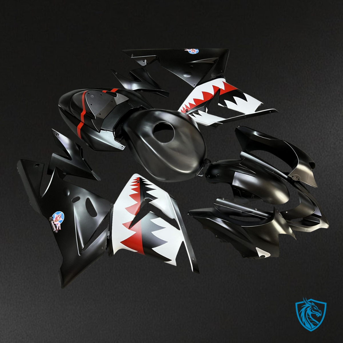 Kawasaki ZX10R (2004-2005) Shark Black, White & Red - MERGEment Motorcycle Fairings Kit