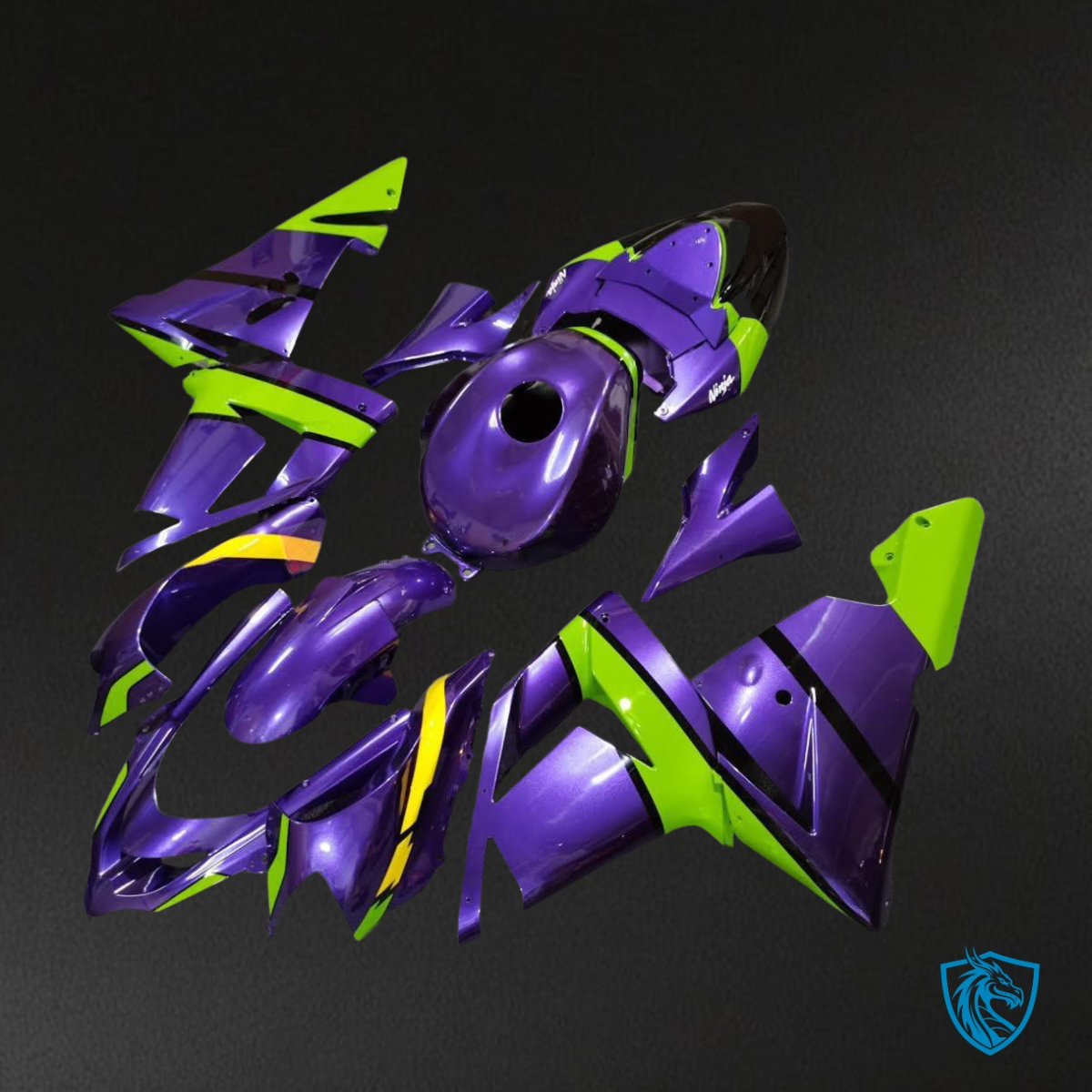Kawasaki ZX10R (2004-2005) Purple & Green - Custom ABS Fairing Kit