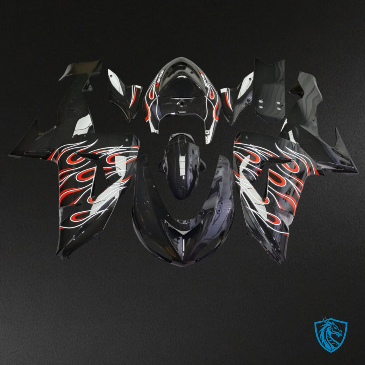 Kawasaki ZX10R (2006-2007) Black & Red Fairing Kit - Aftermarket ABS Bodywork