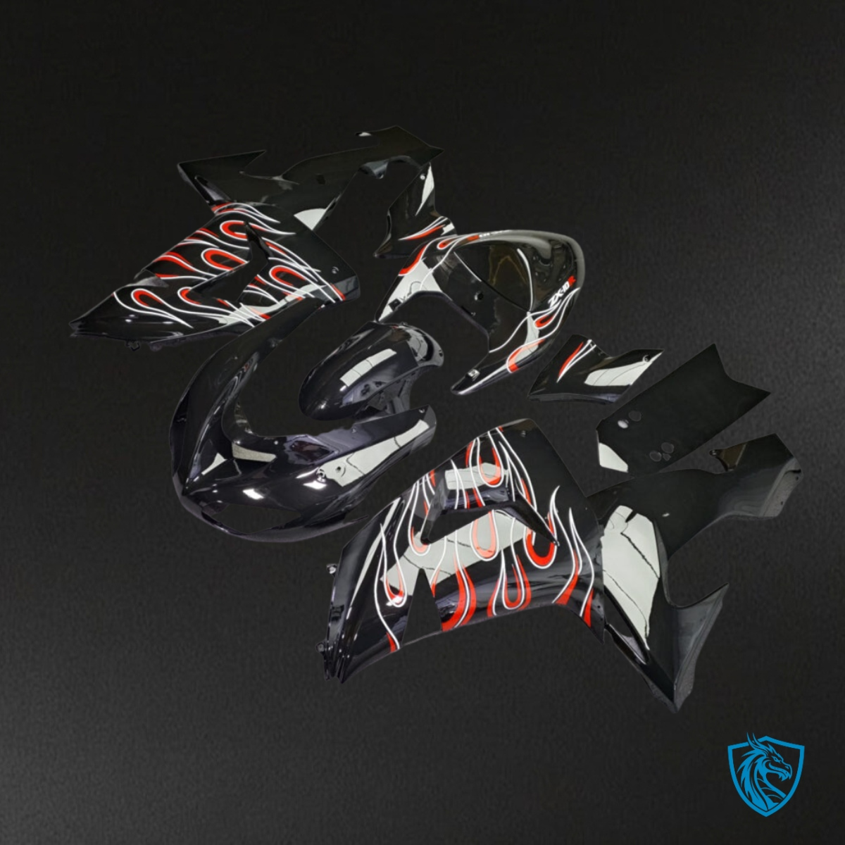 Kawasaki ZX10R (2006-2007) Black & Red Fairing Kit - Aftermarket ABS Bodywork