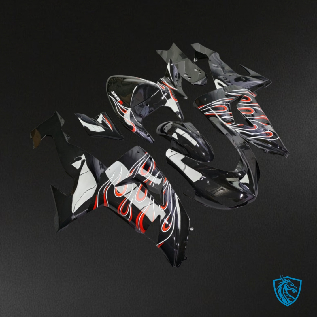 Kawasaki ZX10R (2006-2007) Black & Red Fairing Kit - Aftermarket ABS Bodywork