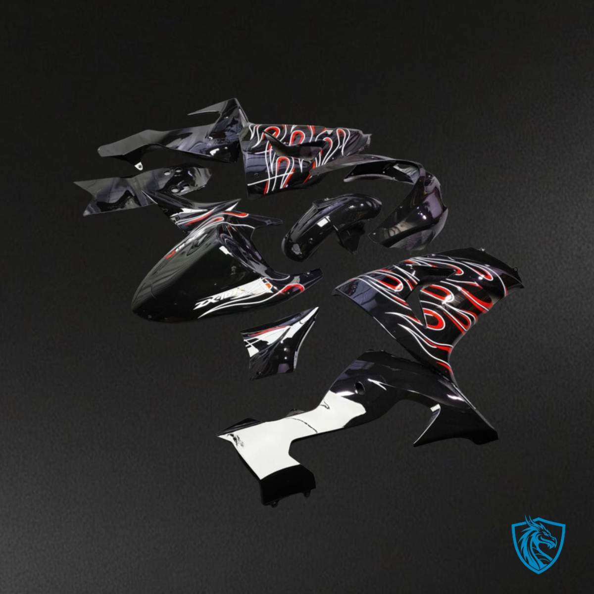 Kawasaki ZX10R (2006-2007) Black & Red Fairing Kit - Aftermarket ABS Bodywork