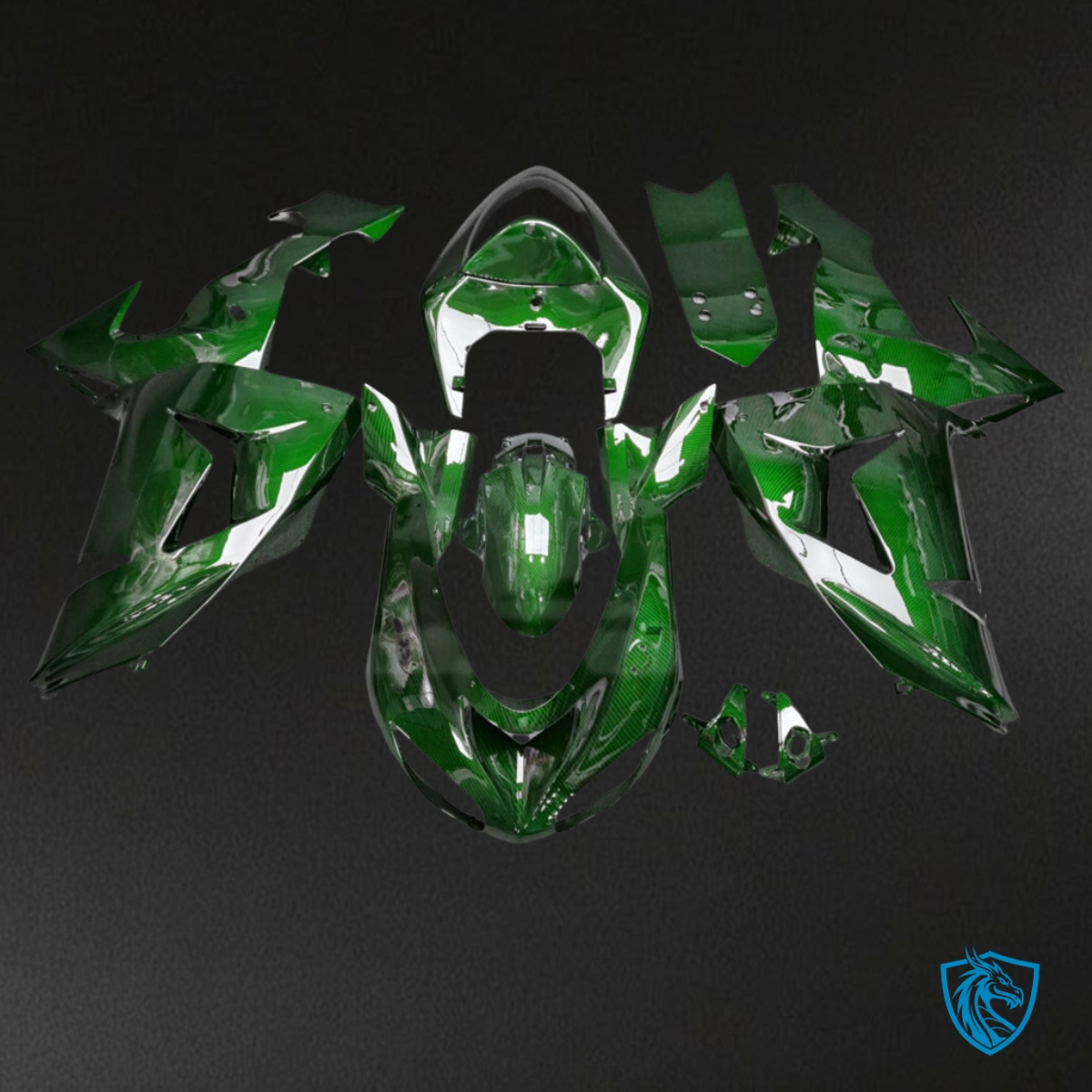 Kawasaki ZX10R (2006-2007) Gloss Green Carbon Fiber Style - Custom ABS Fairing Kit