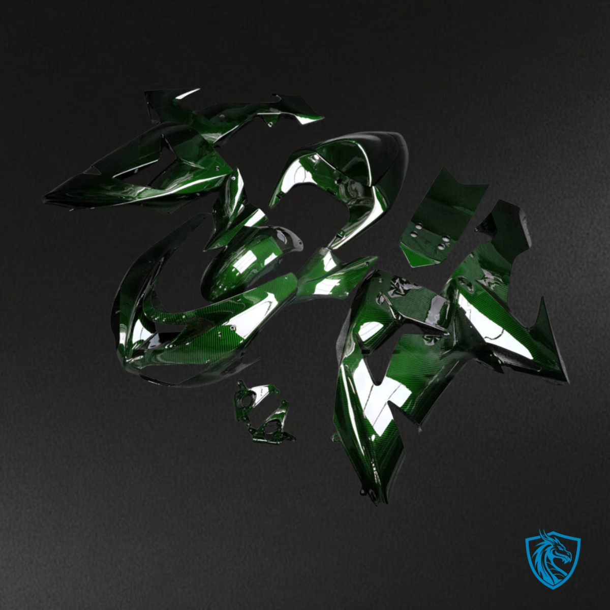 Kawasaki ZX10R (2006-2007) Gloss Green Carbon Fiber Style - Custom ABS Fairing Kit