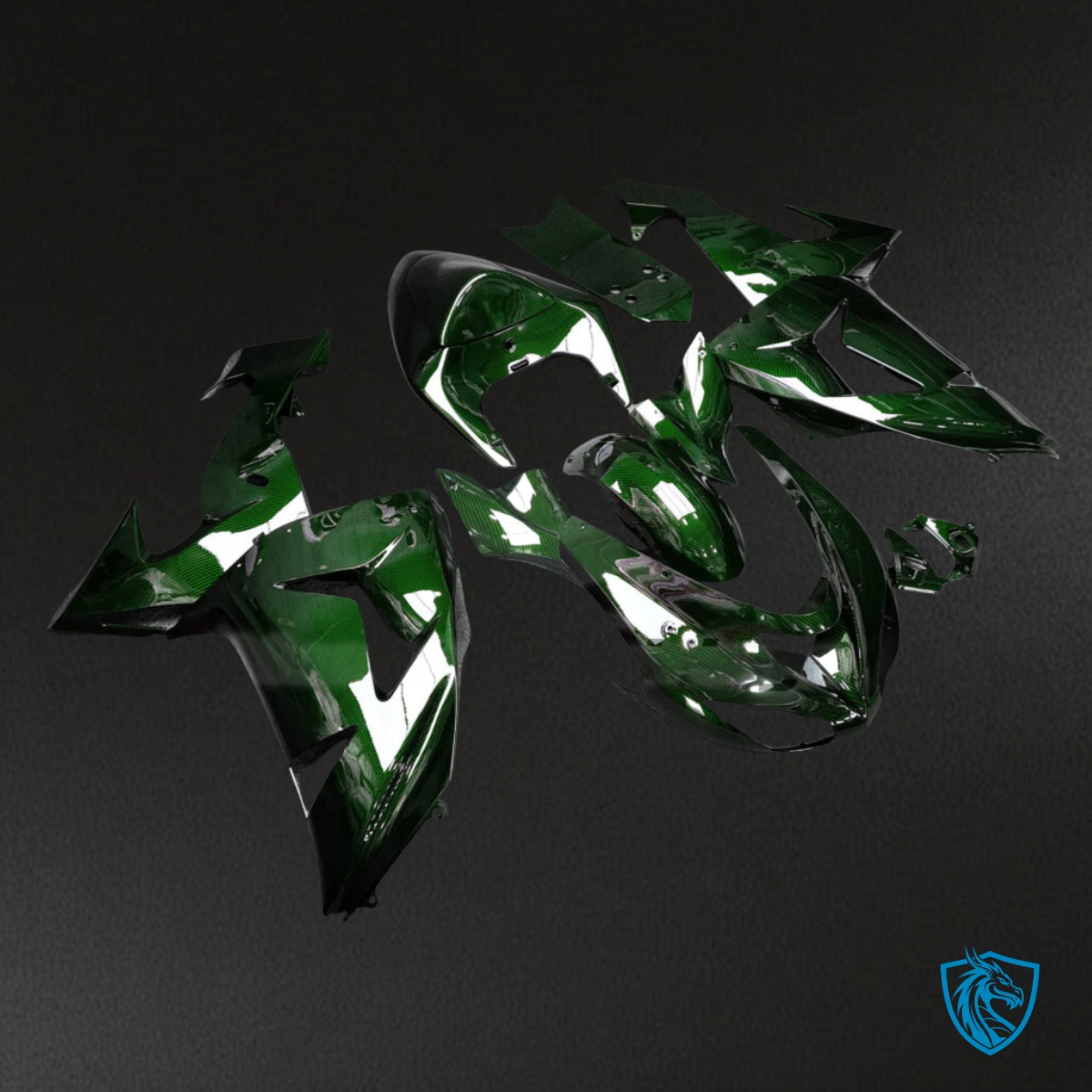 Kawasaki ZX10R (2006-2007) Gloss Green Carbon Fiber Style - Custom ABS Fairing Kit
