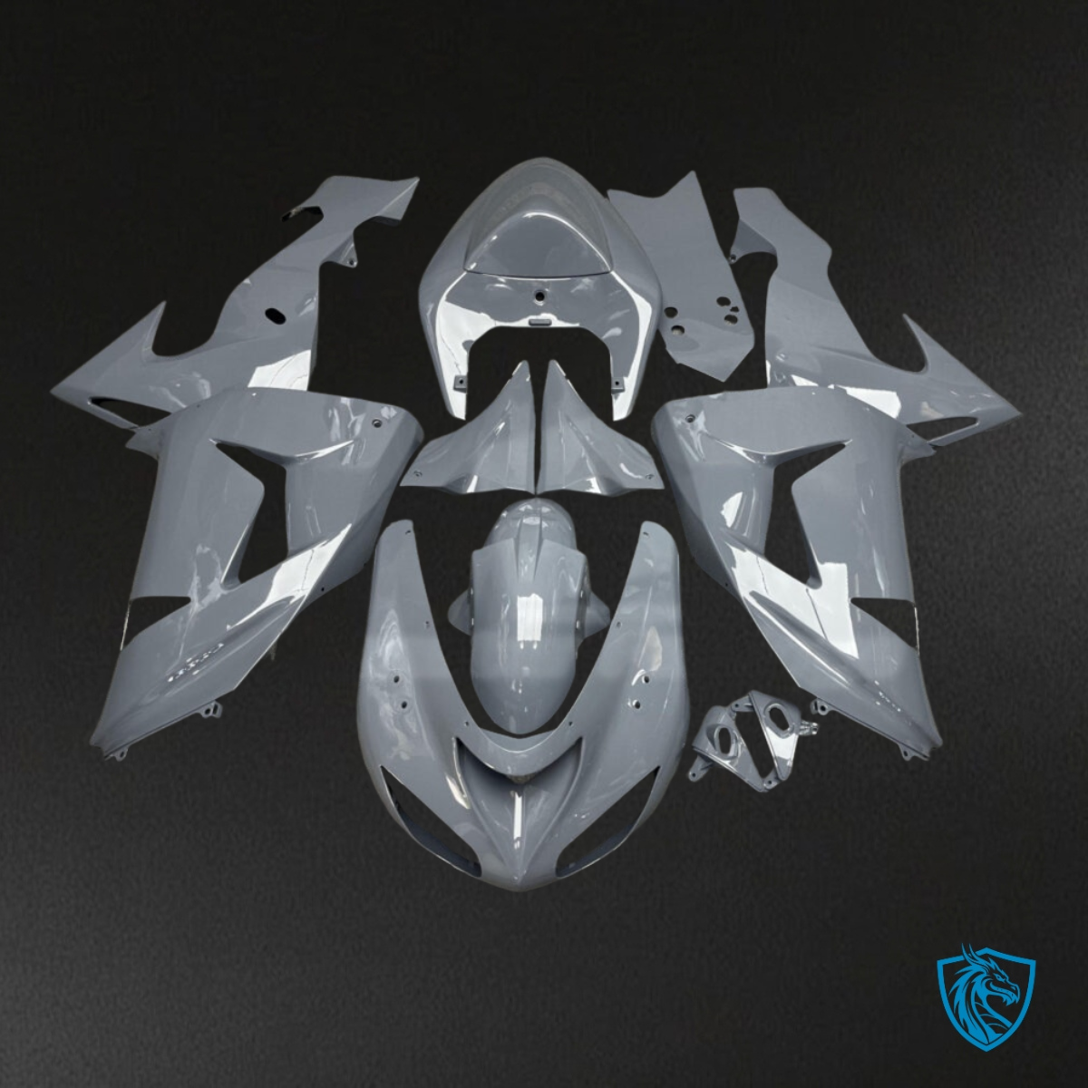 Kawasaki ZX10R (2006-2007) Gloss Nardo Gray Carbon Fiber Style Fairing Kit - Aftermarket ABS Bodywork