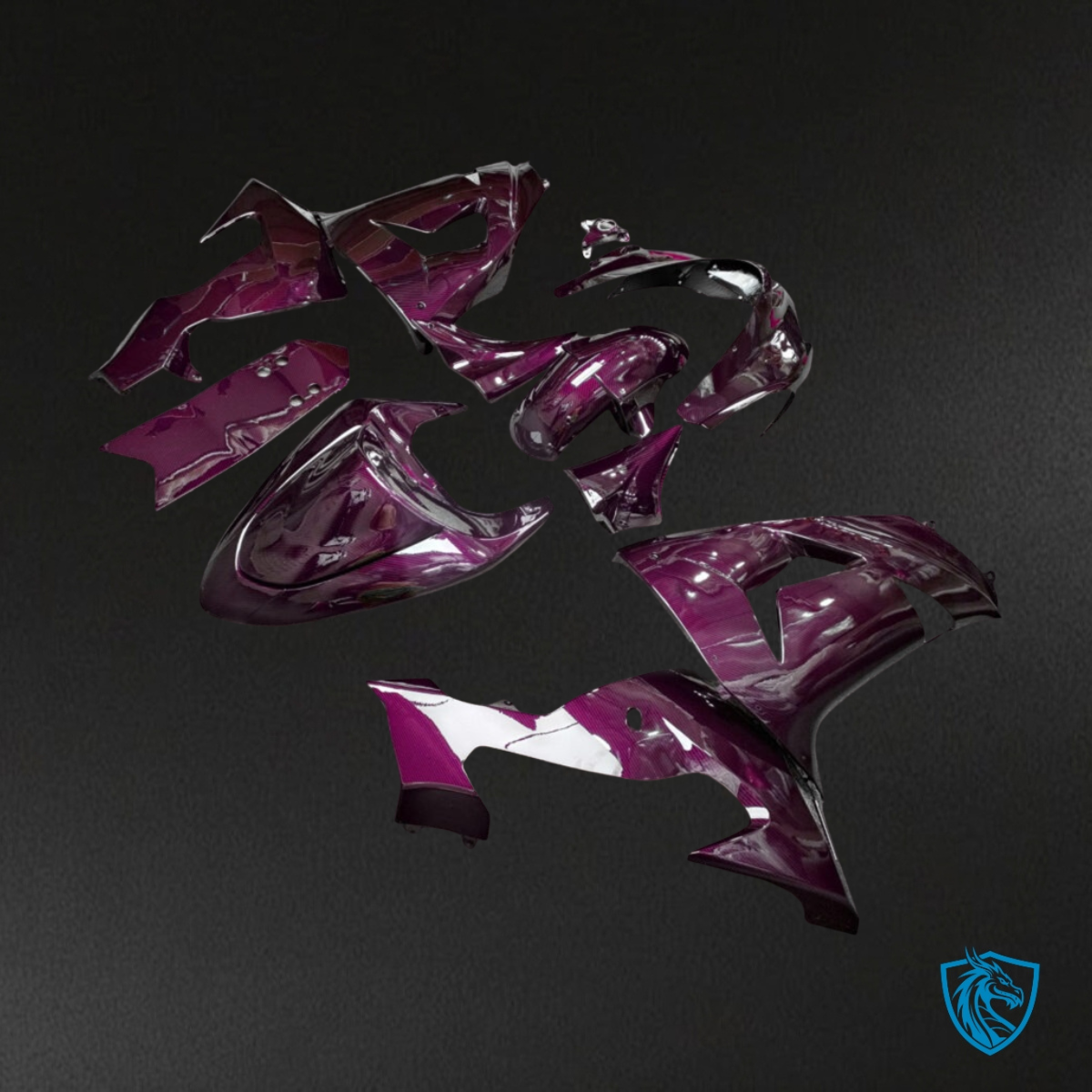 Kawasaki ZX10R (2006-2007) Gloss Pink & White Carbon Fiber - Custom ABS Fairing Kit
