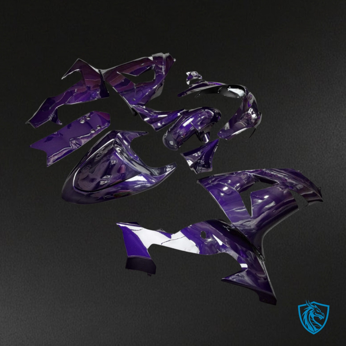 Kawasaki ZX10R (2006-2007) Gloss Purple & White Carbon Fiber - MERGEment Motorcycle Fairings Kit