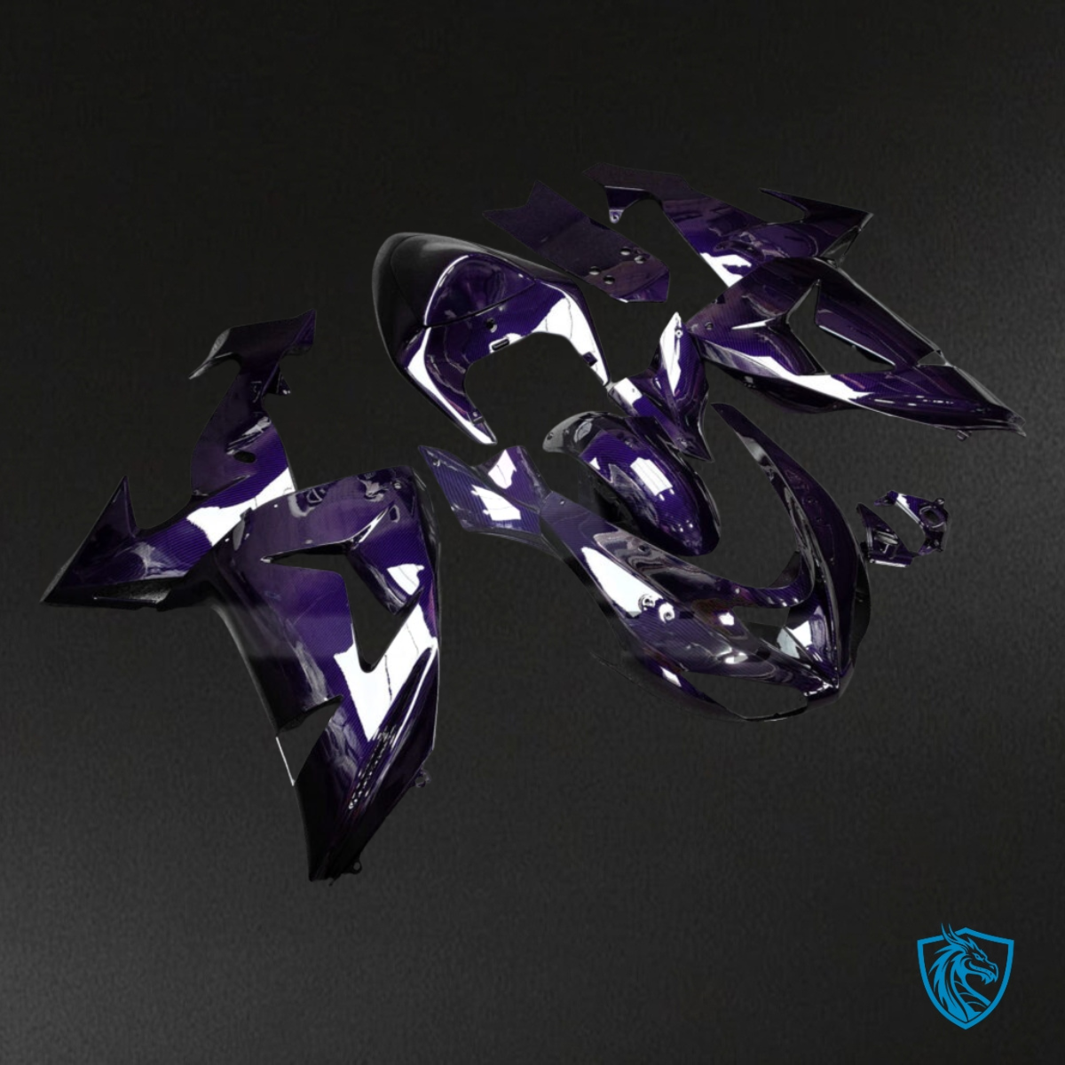 Kawasaki ZX10R (2006-2007) Gloss Purple & White Carbon Fiber - MERGEment Motorcycle Fairings Kit