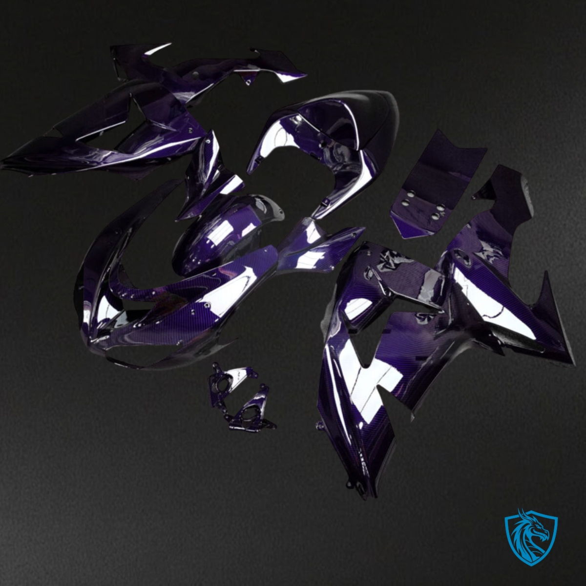 Kawasaki ZX10R (2006-2007) Gloss Purple & White Carbon Fiber - MERGEment Motorcycle Fairings Kit